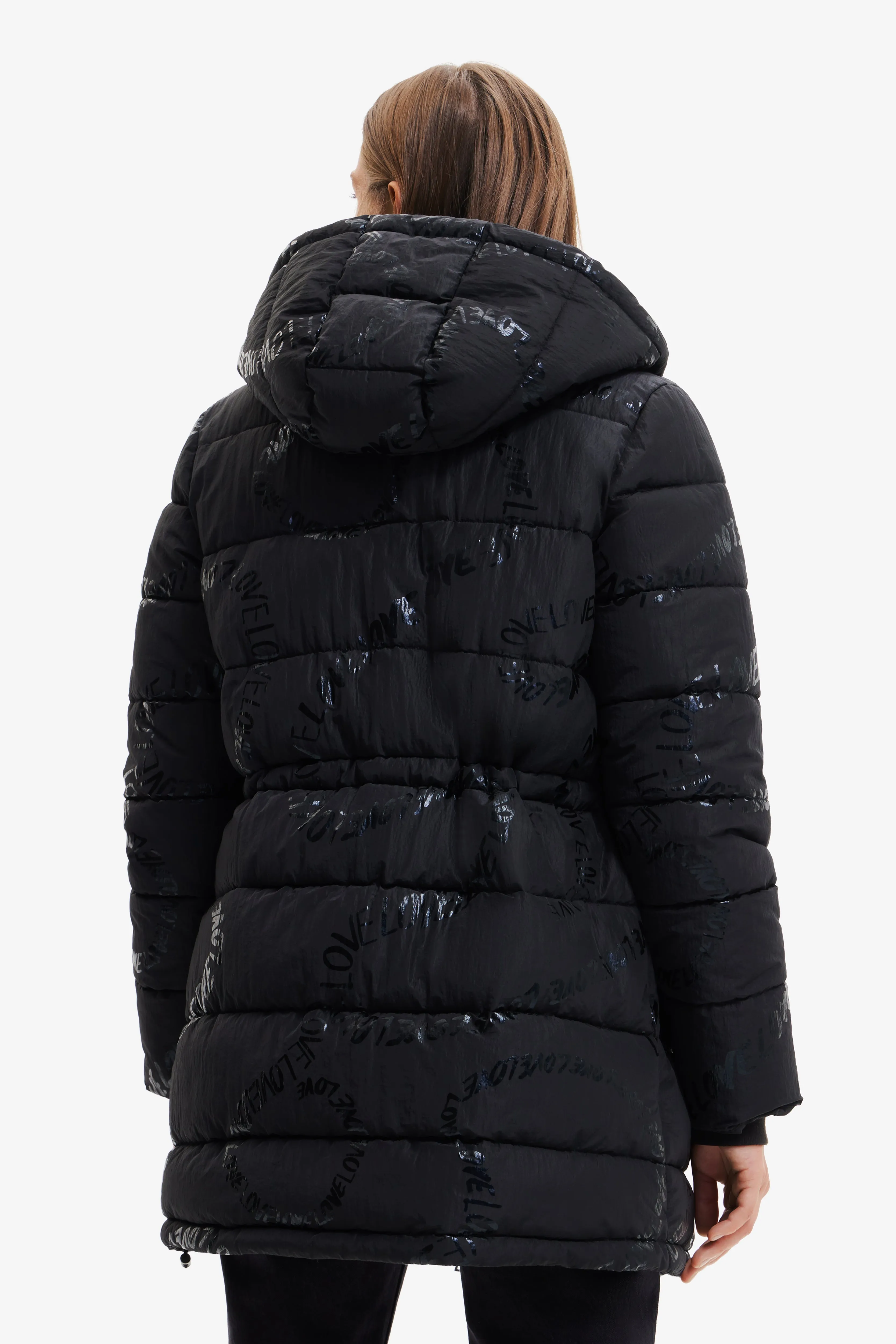 Desigual Padded Aarhus Coat 22WWEW30 Hip Length Blue Black Metallic