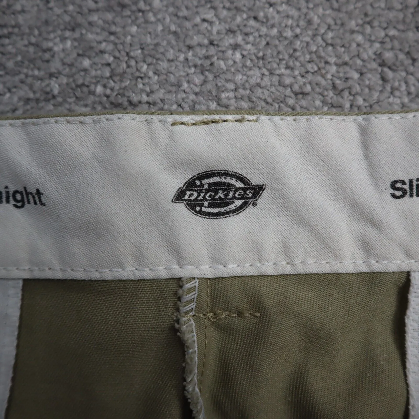 Dickies Womens Chino Pants Slim Straight Leg High Rise Logo Beige Size W32X32