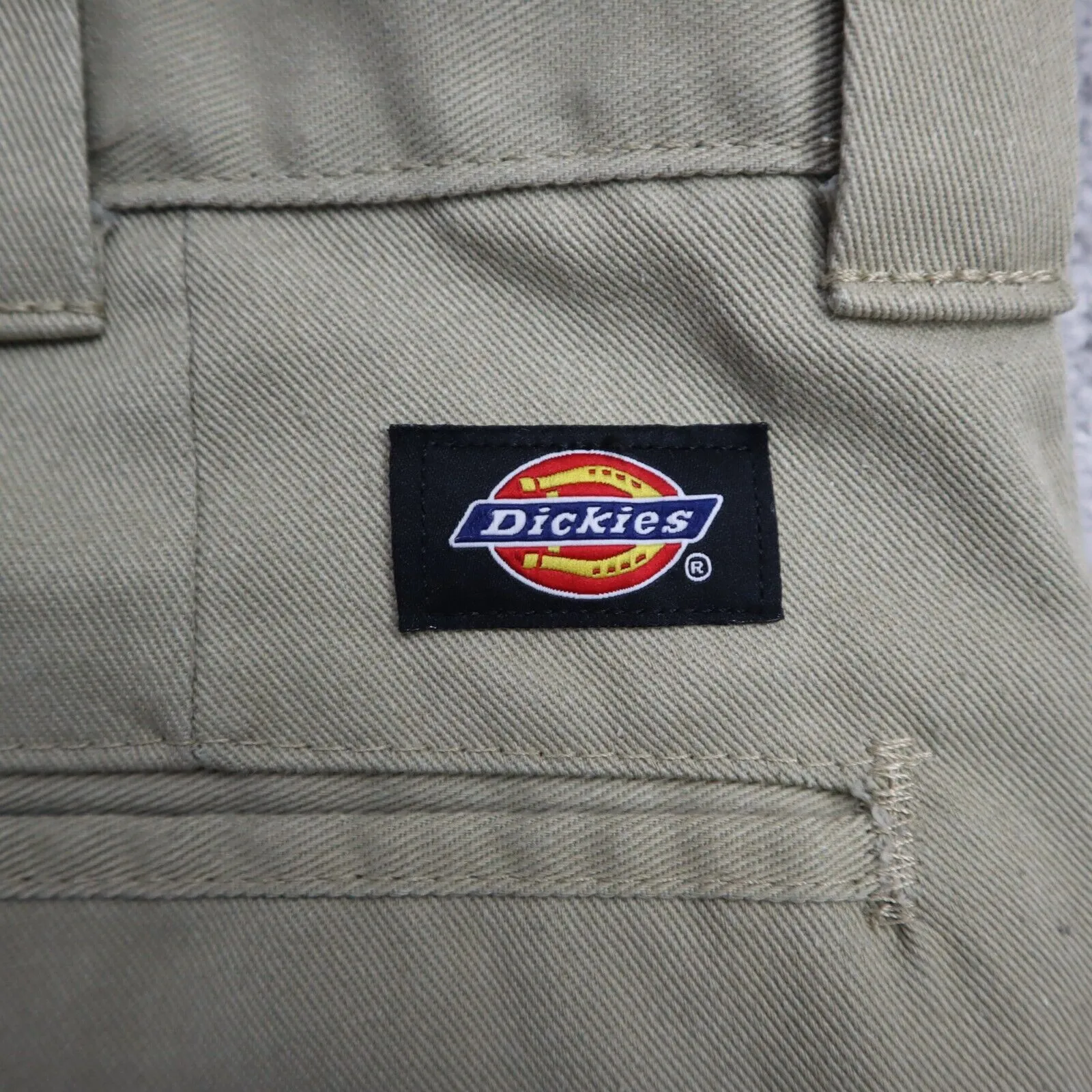 Dickies Womens Chino Pants Slim Straight Leg High Rise Logo Beige Size W32X32