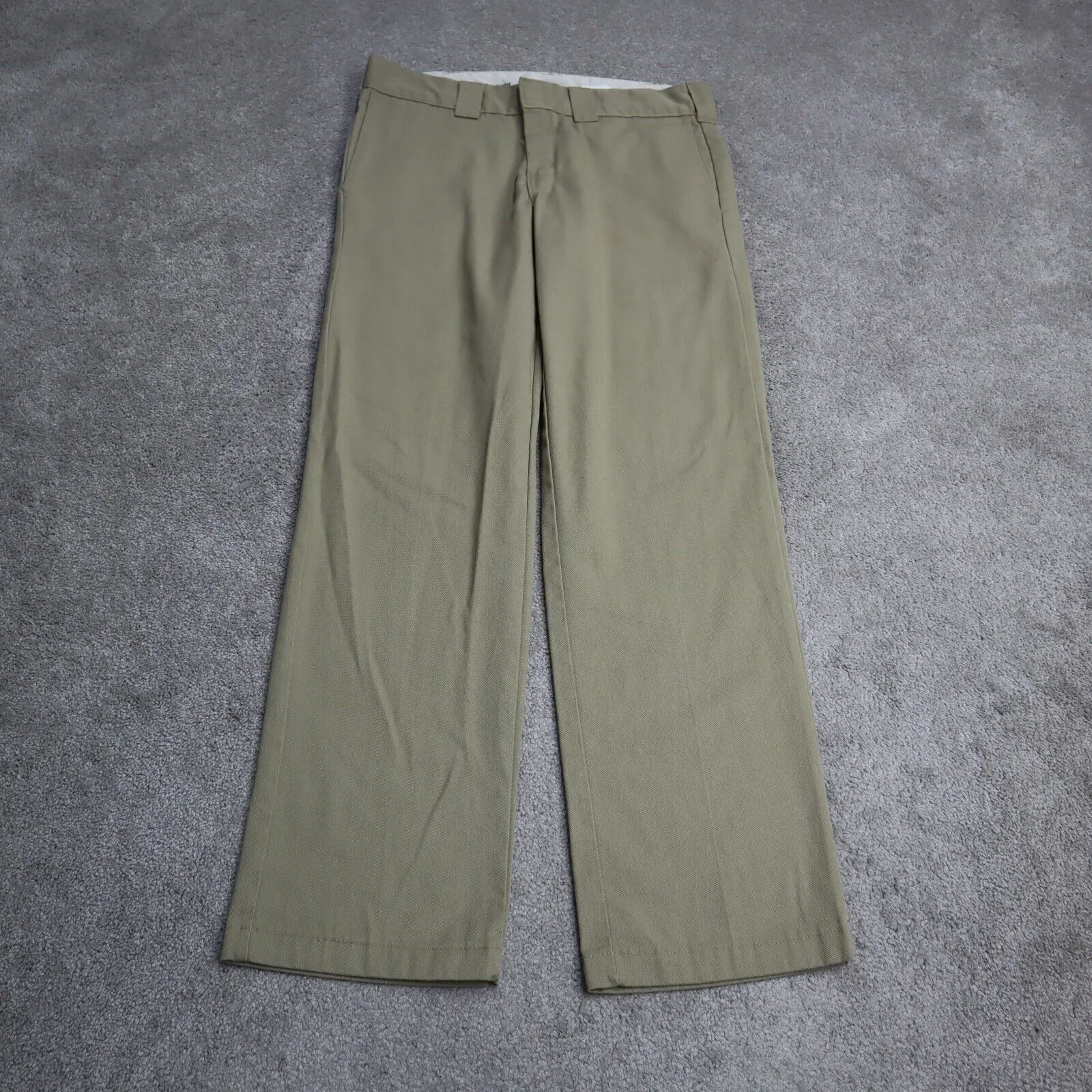 Dickies Womens Chino Pants Slim Straight Leg High Rise Logo Beige Size W32X32