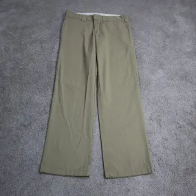 Dickies Womens Chino Pants Slim Straight Leg High Rise Logo Beige Size W32X32