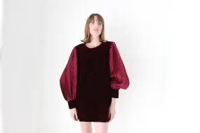Divine 80s Velvet & Voluminous Pleated Sleeve Mini