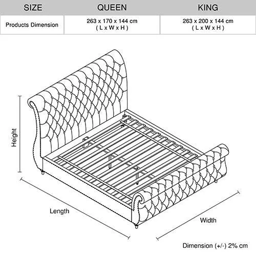 Elsa Deluxe Queen Bed Frame Navy Grey