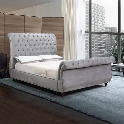 Elsa Deluxe Queen Bed Frame Navy Grey