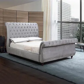 Elsa Deluxe Queen Bed Frame Navy Grey