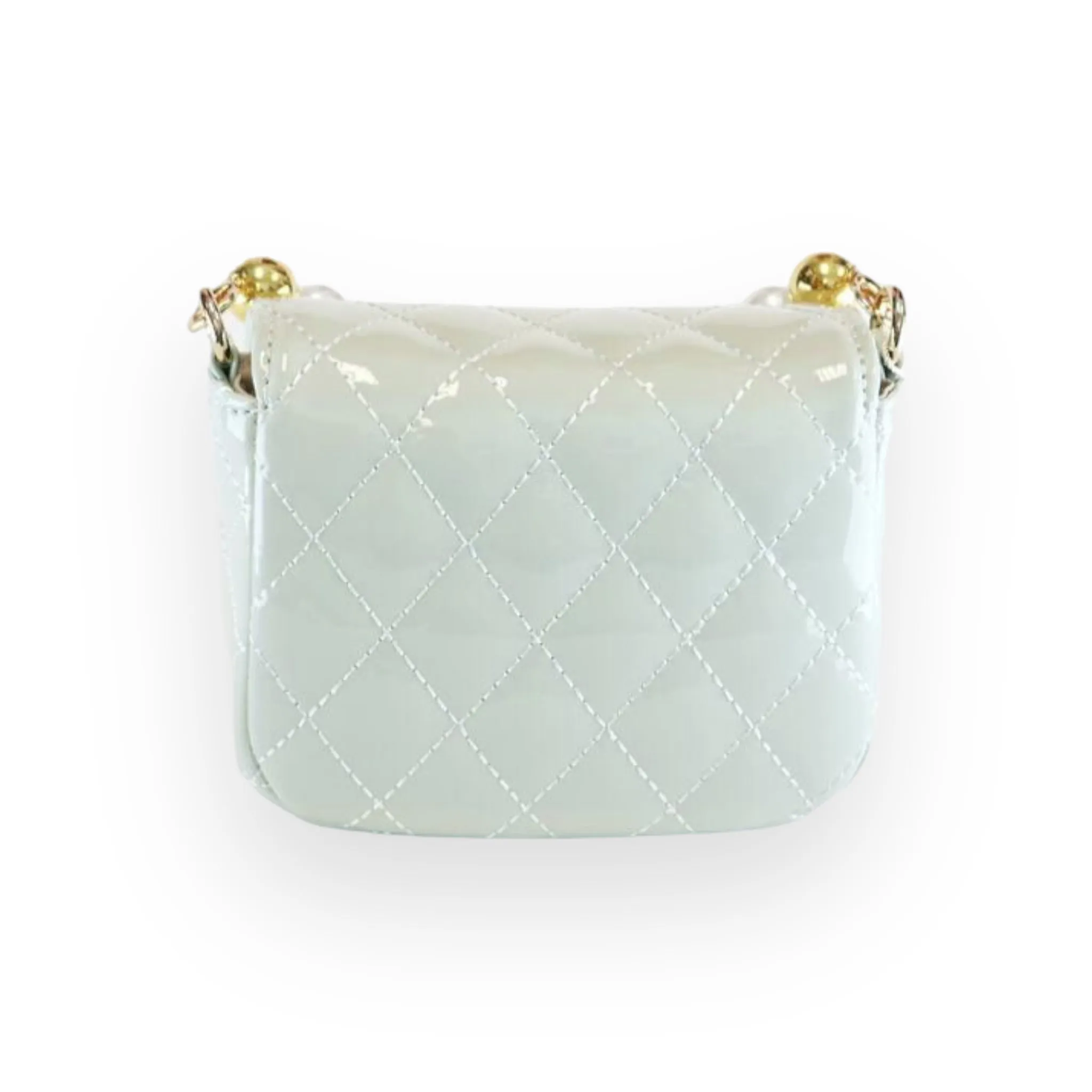 Embellished Patent Quilted Purse - Green