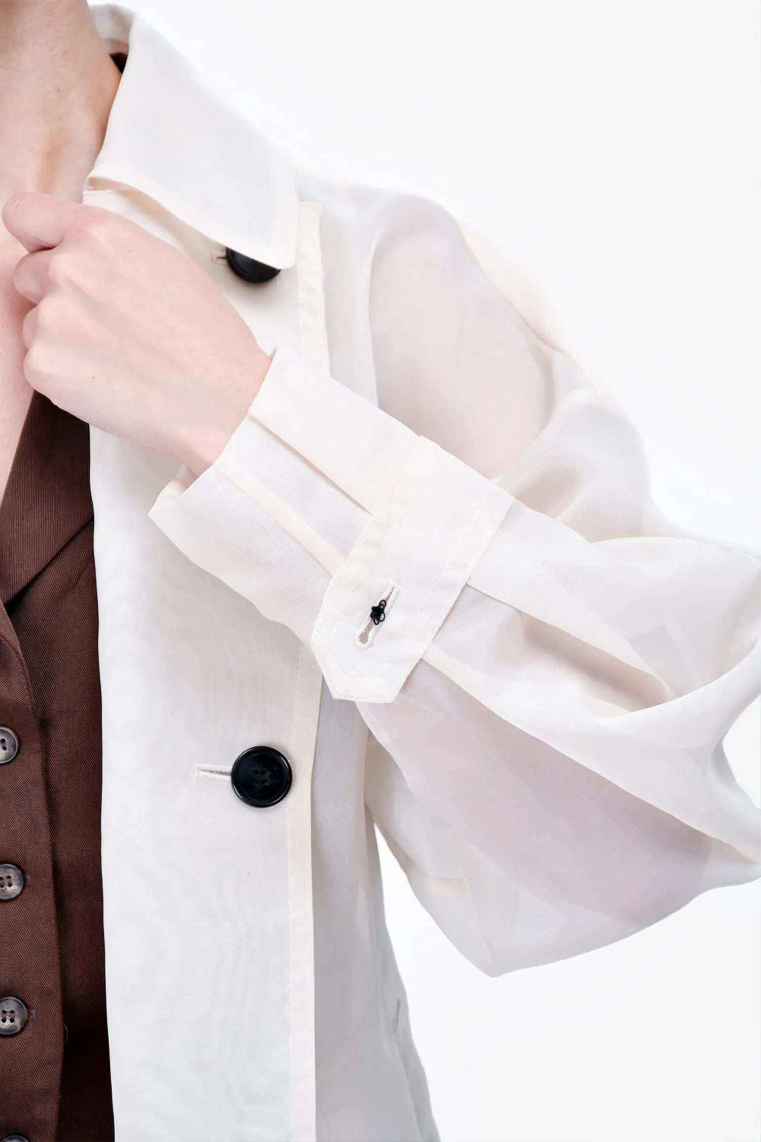 Enfold Cream Sheer Belted Trench Coat Size 36