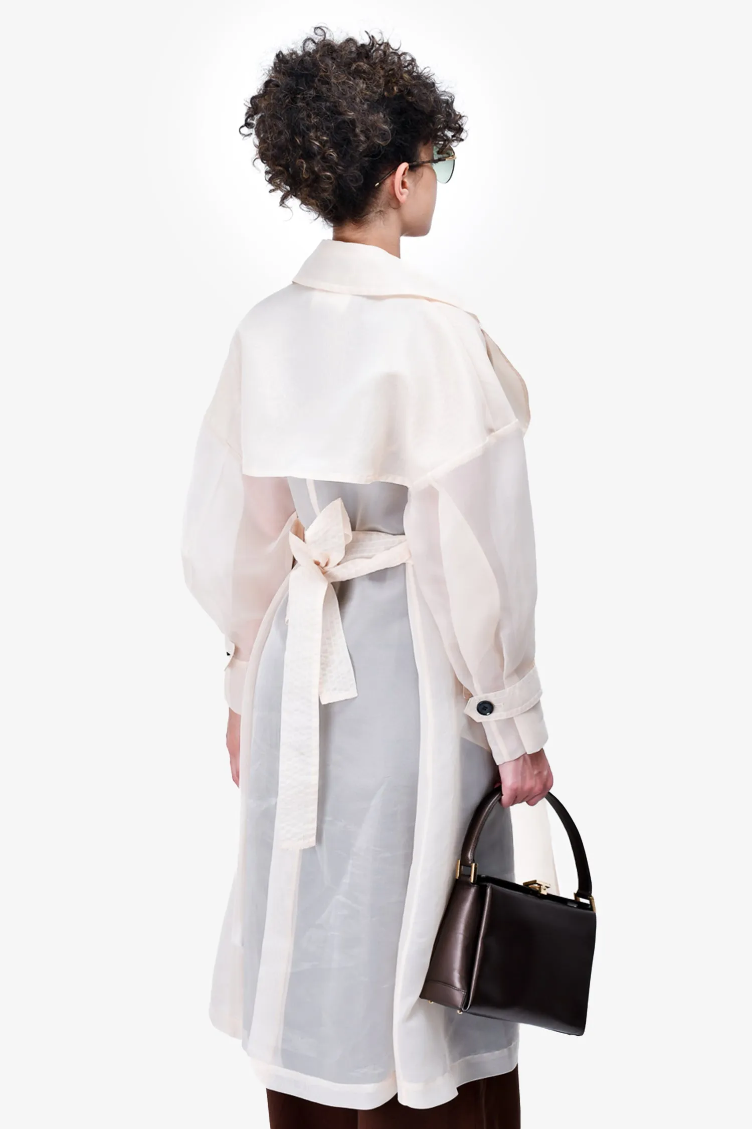 Enfold Cream Sheer Belted Trench Coat Size 36