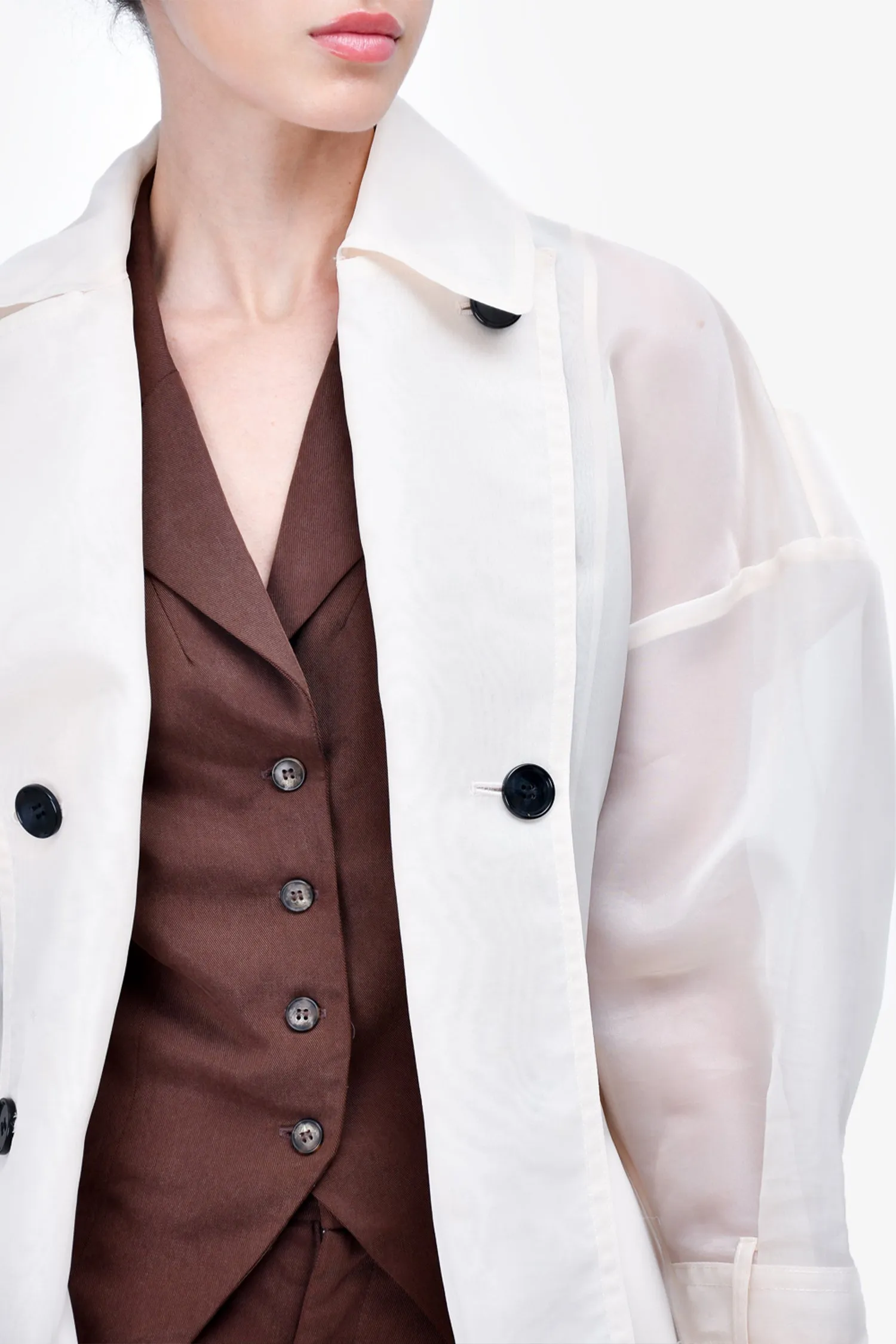 Enfold Cream Sheer Belted Trench Coat Size 36
