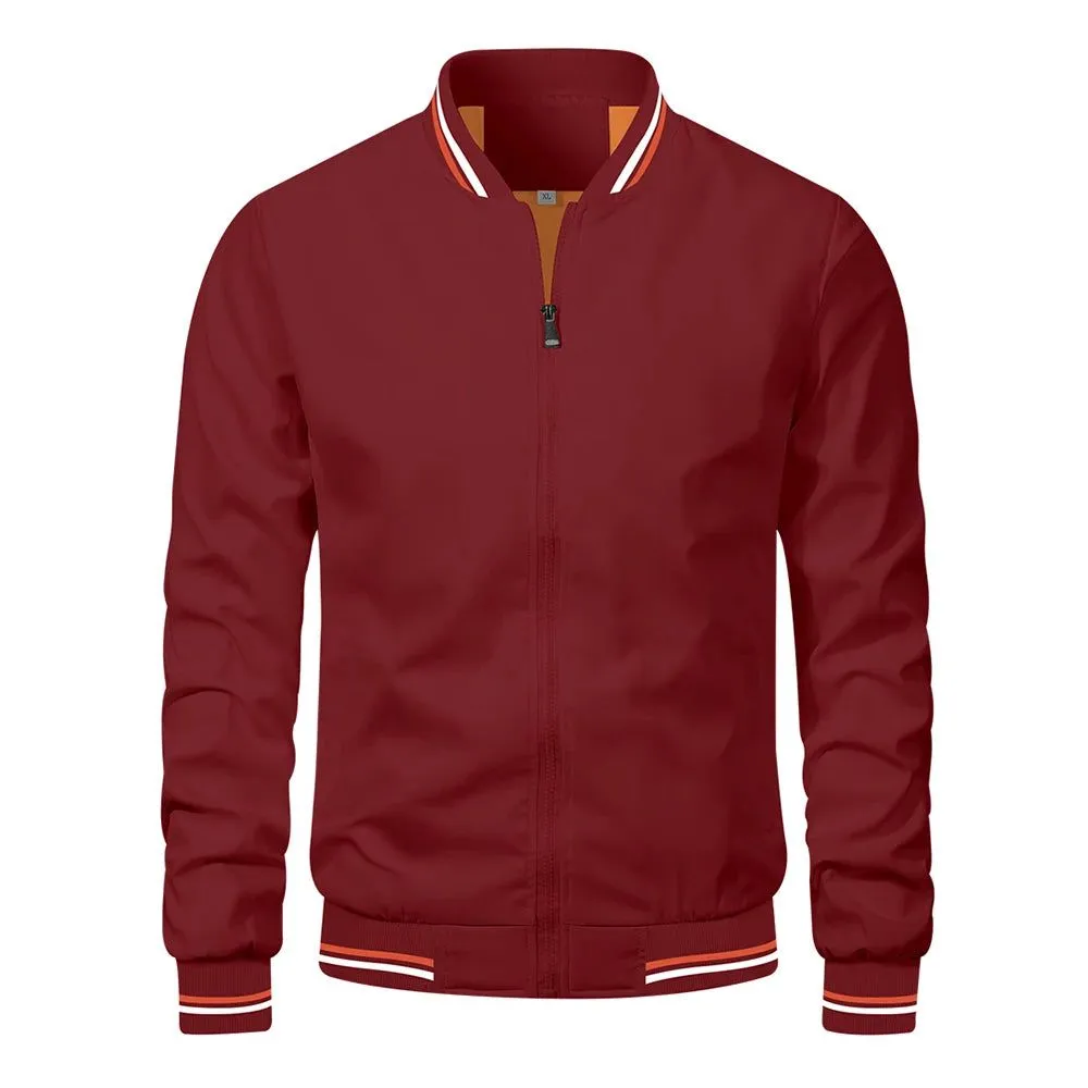 Fashion Jackets for Men Solid Color Casual Bomber Jackets