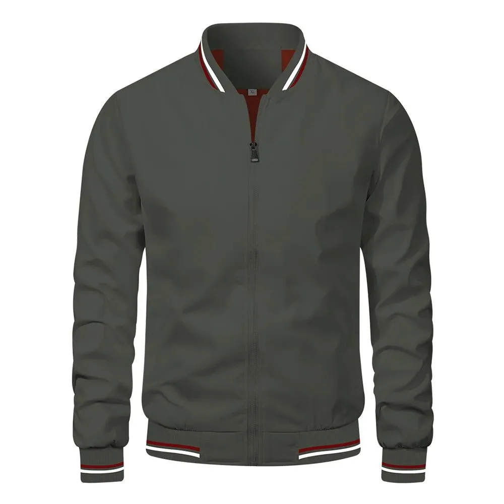 Fashion Jackets for Men Solid Color Casual Bomber Jackets