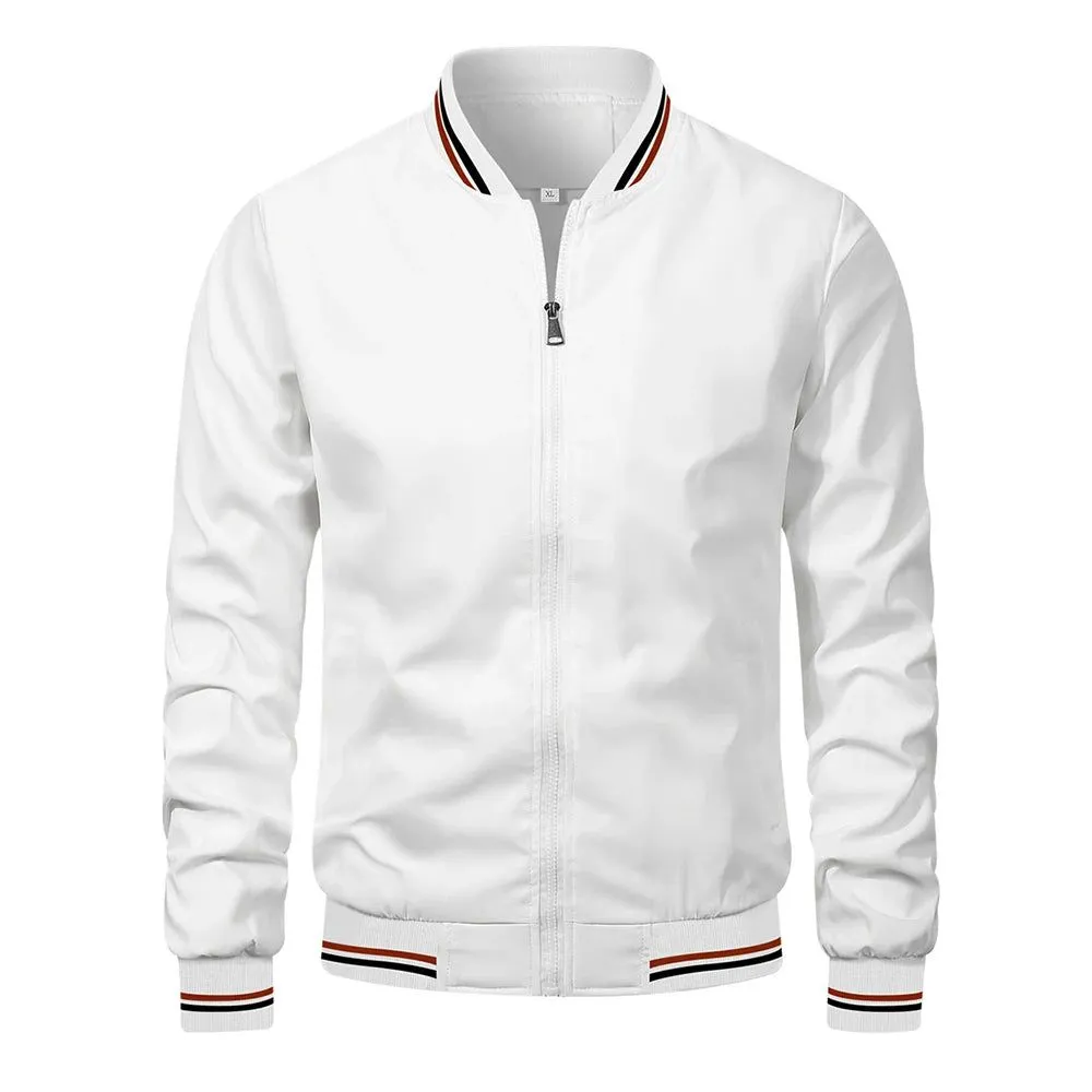 Fashion Jackets for Men Solid Color Casual Bomber Jackets