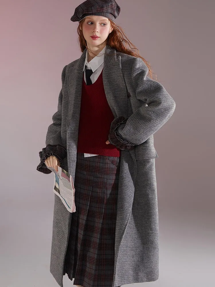 Frill Stitch Double-Breasted Quilted Coat