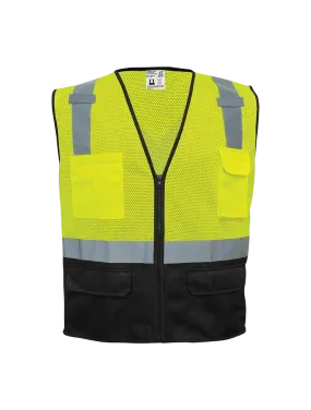 FrogWear® HV High-Visibility Polyester Solid Black Bottom Safety Vest - GLO-019