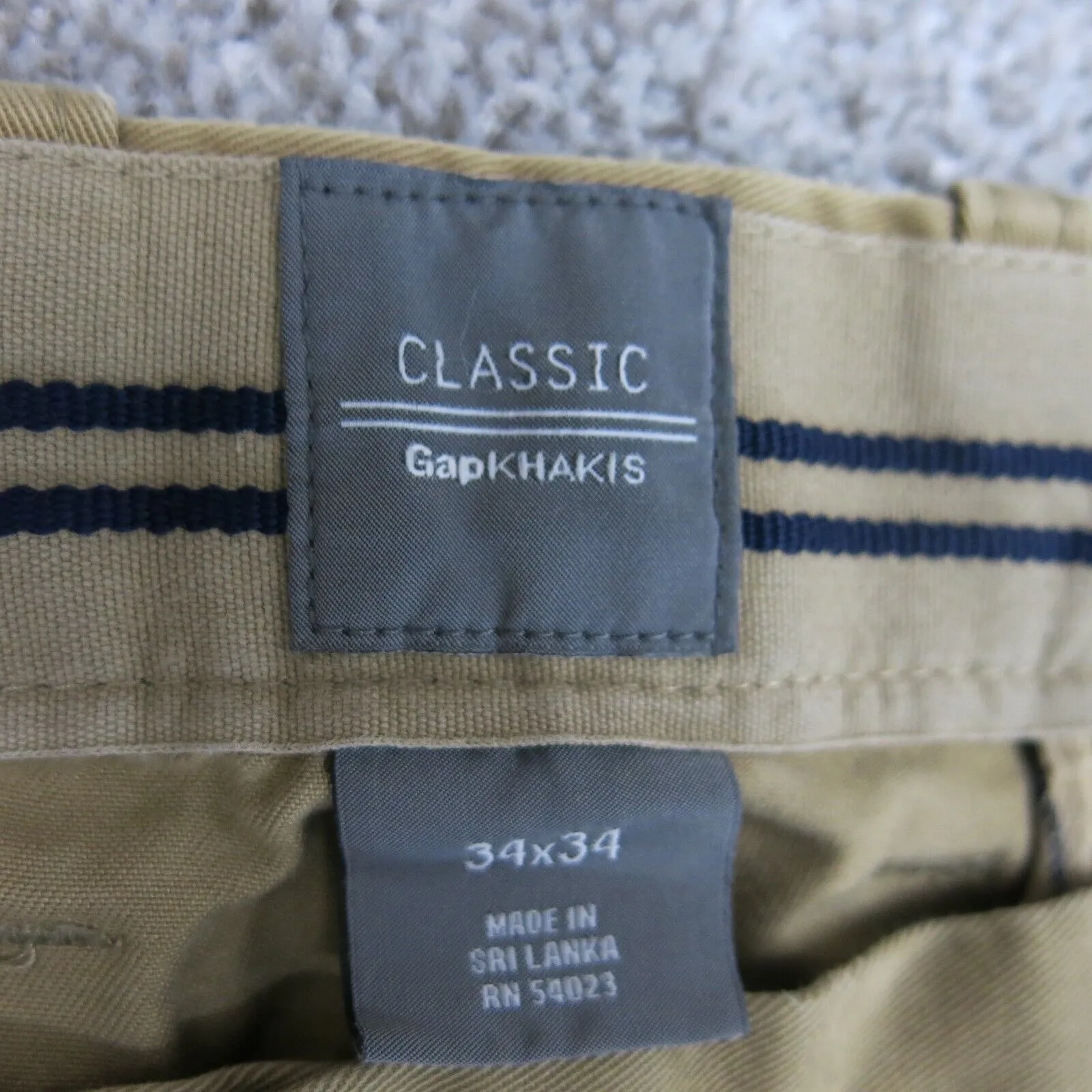 GAP Mens Straight Leg Classic Chino Pant Mid Rise Pocket Khaki Size W34XL34