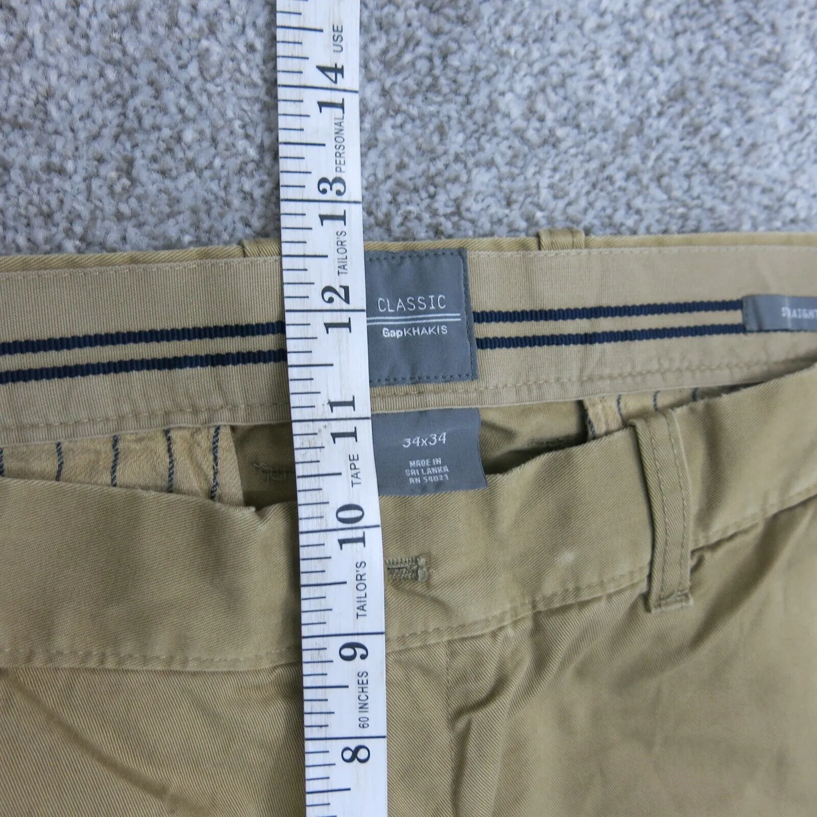 GAP Mens Straight Leg Classic Chino Pant Mid Rise Pocket Khaki Size W34XL34