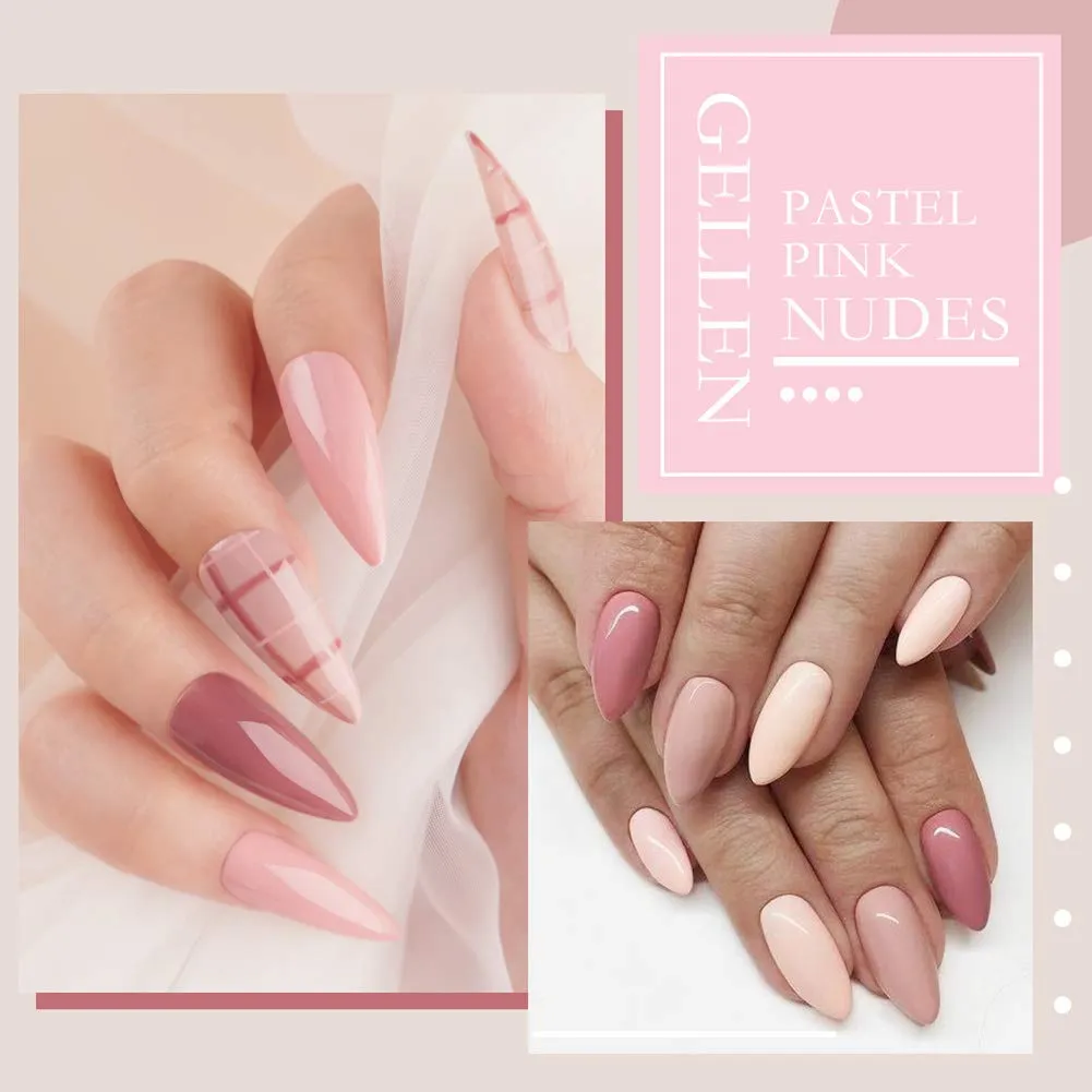 Gel Nail Polish Kit - Gellen 16 Colors Gel Polish Series, With Top&Base Coats, Warm Earth Tones Classic Brown/Nude/Red/Pins Fall Winter Home Gel Manicure Kit