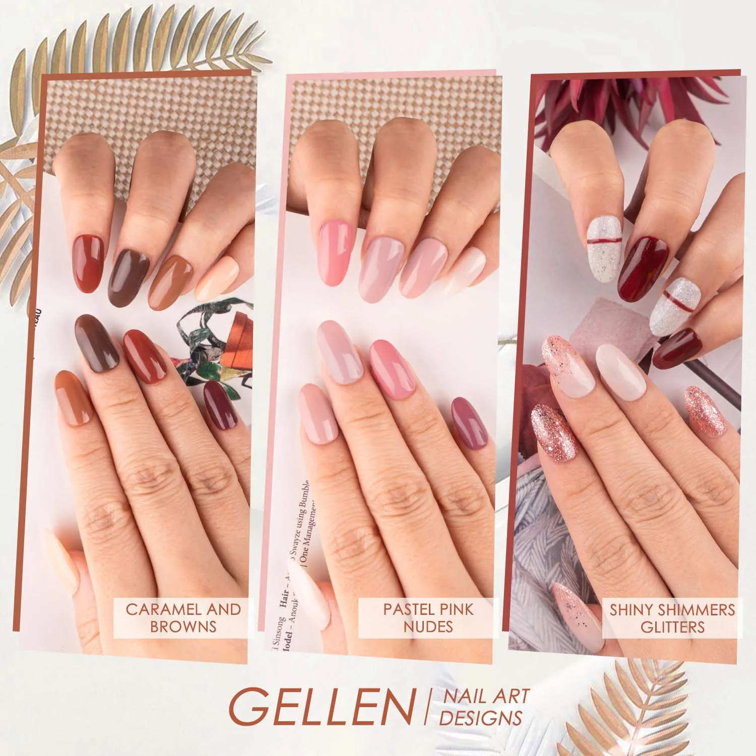 Gel Nail Polish Kit - Gellen 16 Colors Gel Polish Series, With Top&Base Coats, Warm Earth Tones Classic Brown/Nude/Red/Pins Fall Winter Home Gel Manicure Kit