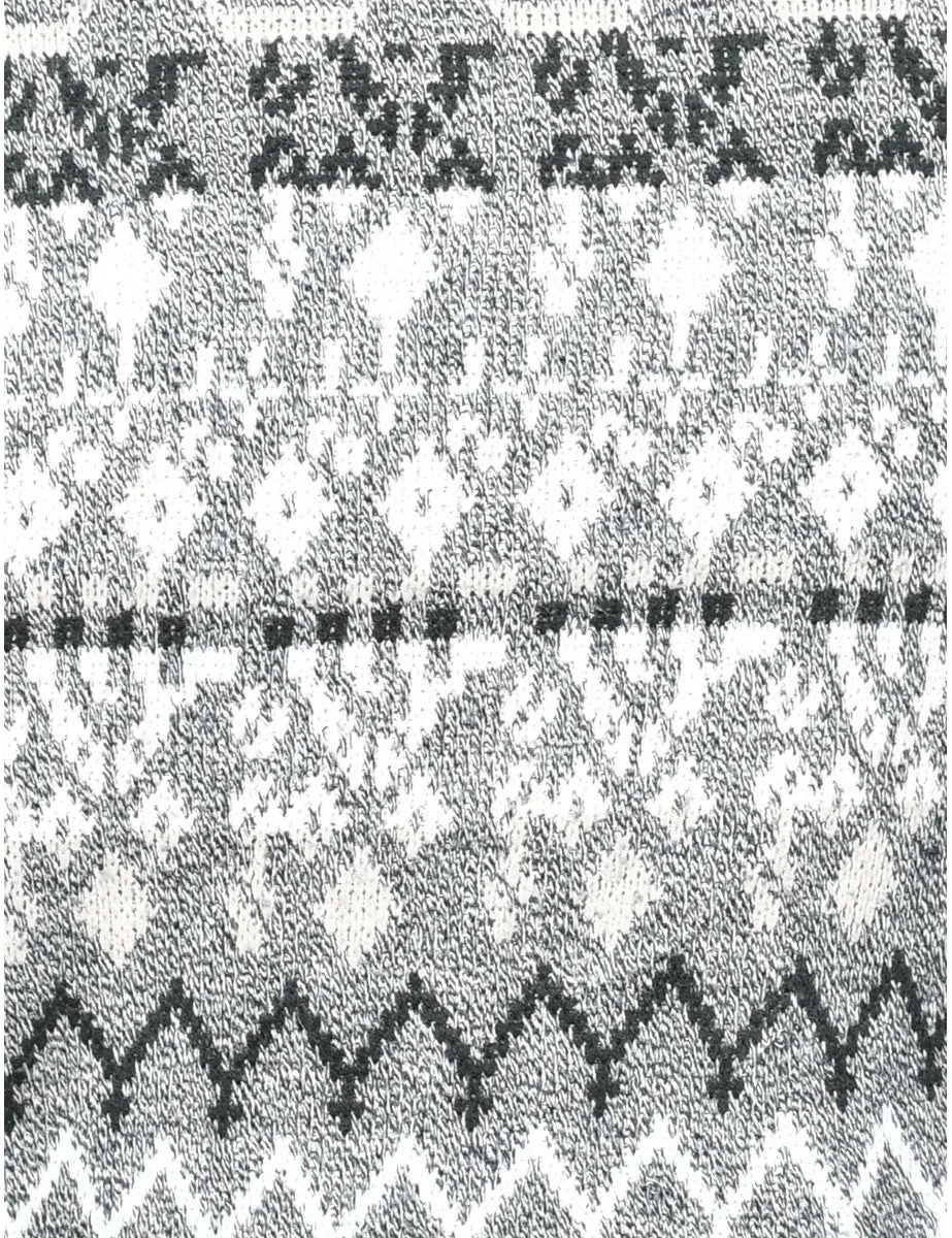 Geometric Print Black, White & Grey Jumper - L