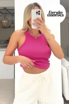 Georgia hot pink ribbed vest top