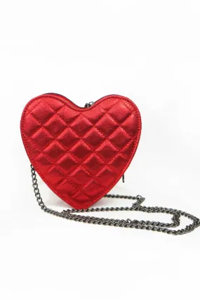 Girls Quilted Heart Shape Metallic Bag