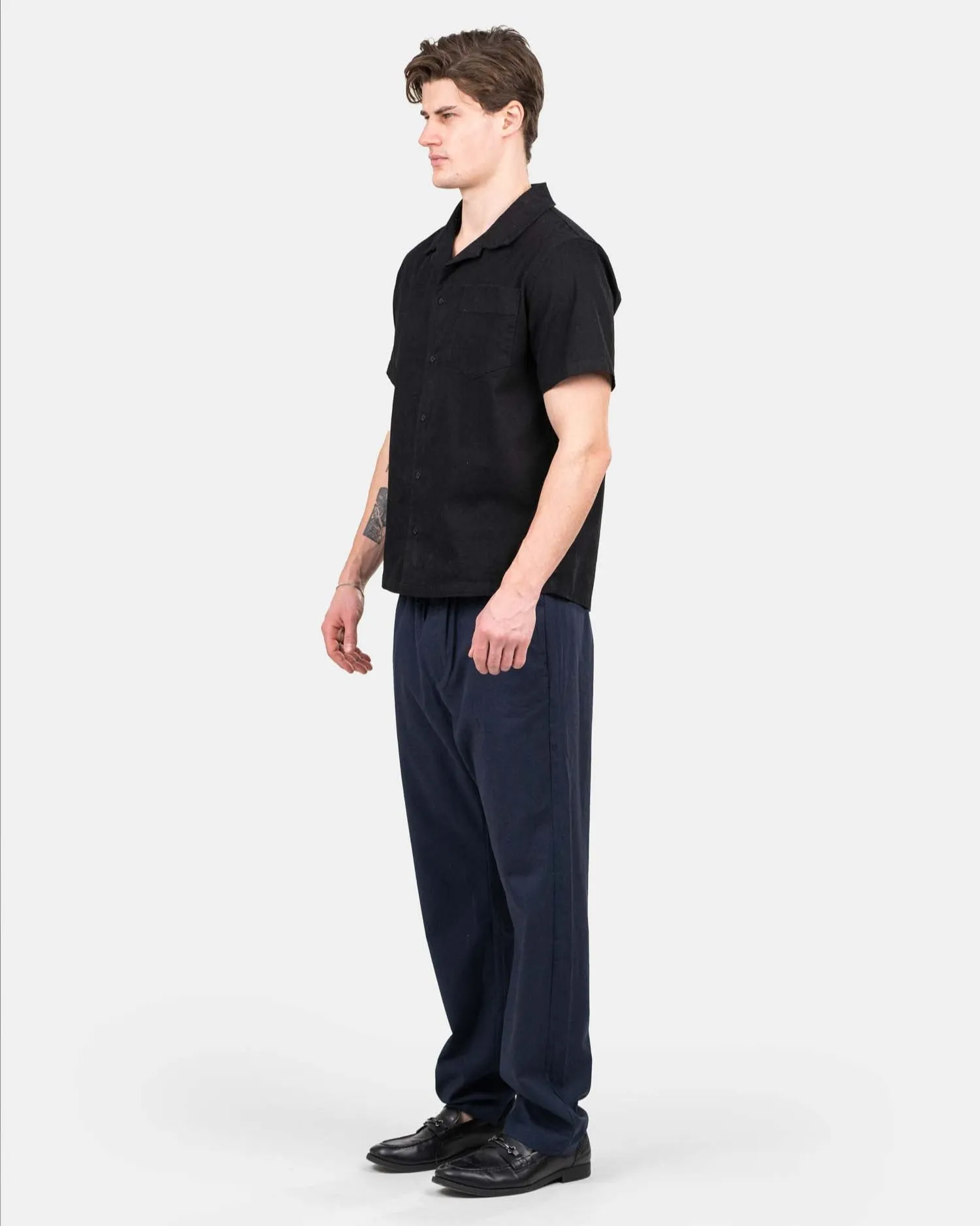 Heavyweight Linen Pants Navy