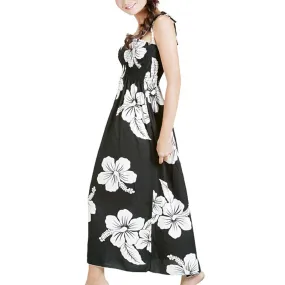 Hibiscus Black Women's Long Smocked Tube Dress