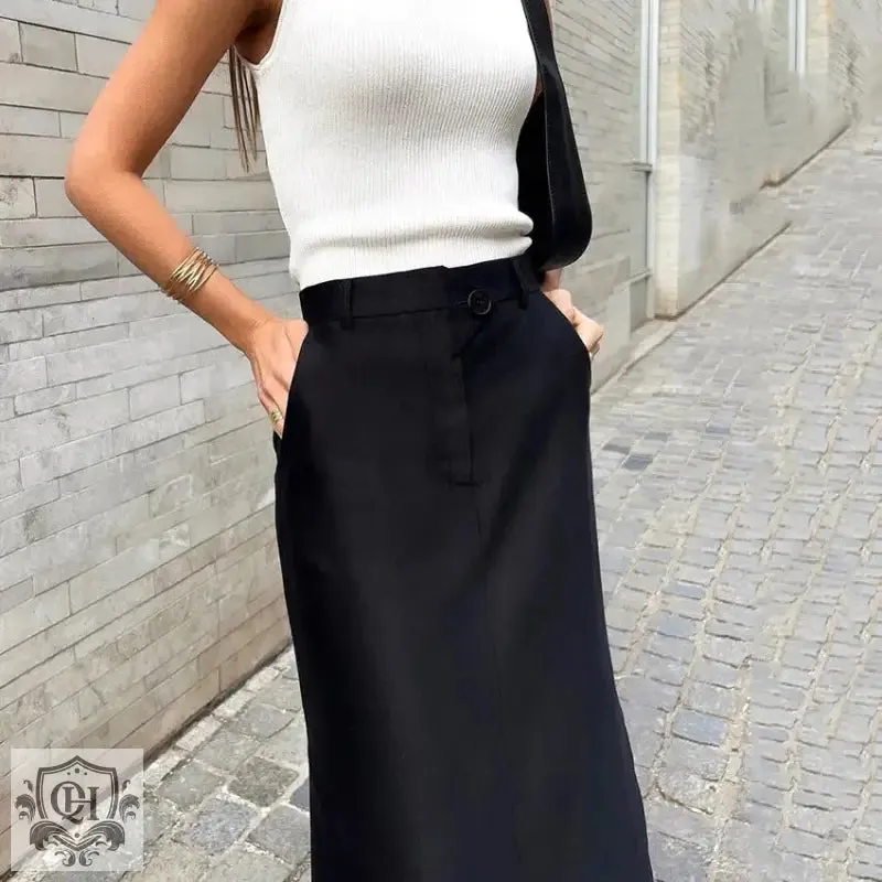 High-Waisted Split Maxi Skirt