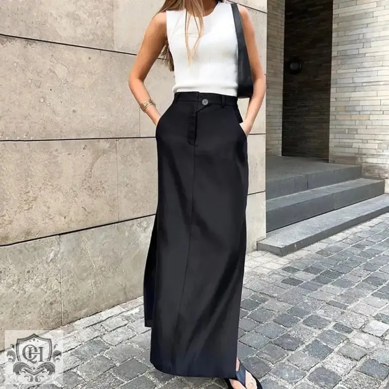 High-Waisted Split Maxi Skirt