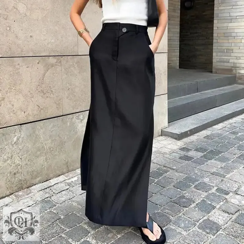 High-Waisted Split Maxi Skirt