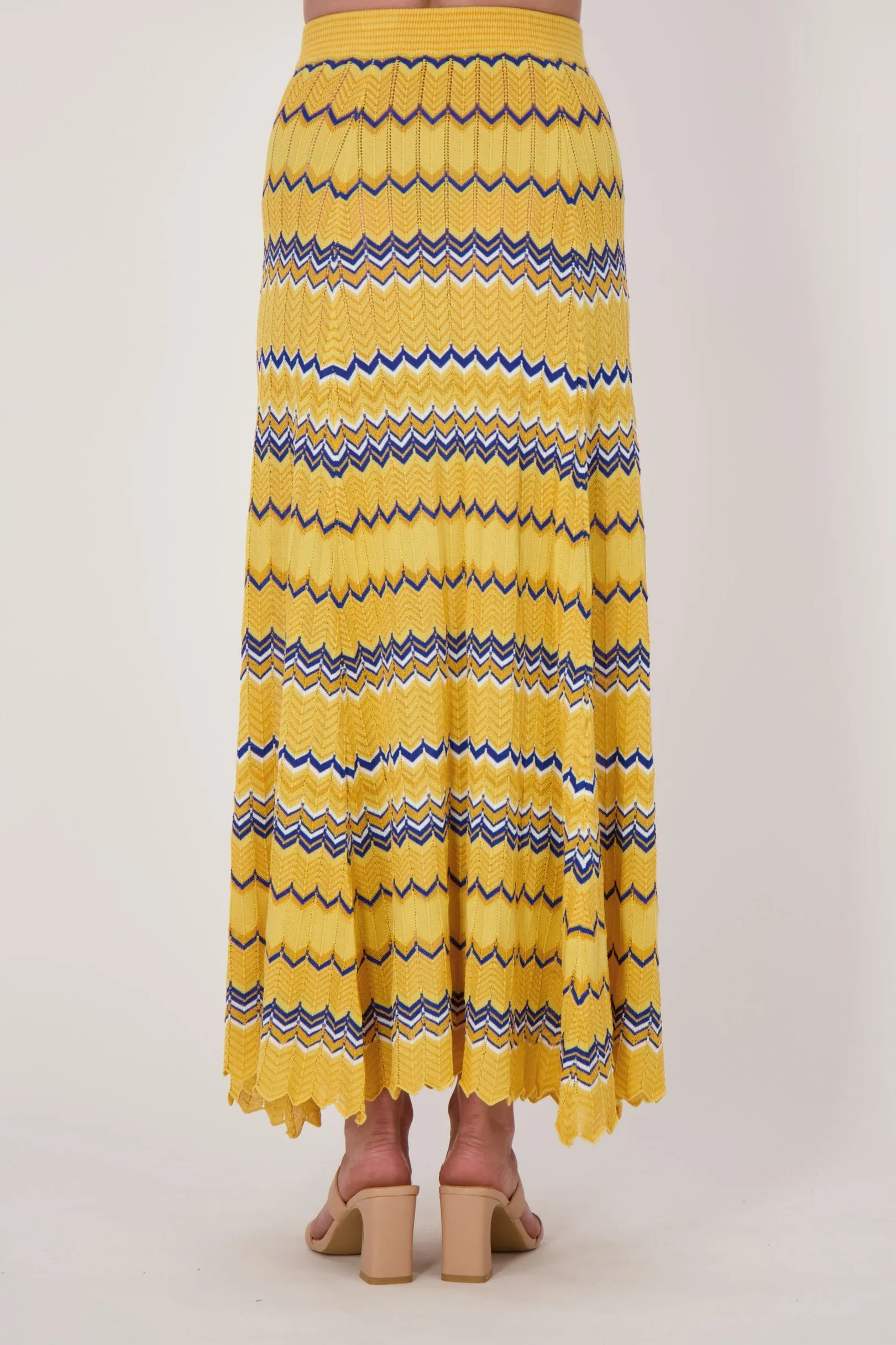 Honey Chevron Multi-Coloured Yarn Maxi Skirt