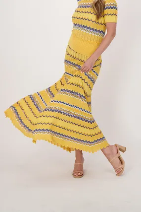 Honey Chevron Multi-Coloured Yarn Maxi Skirt