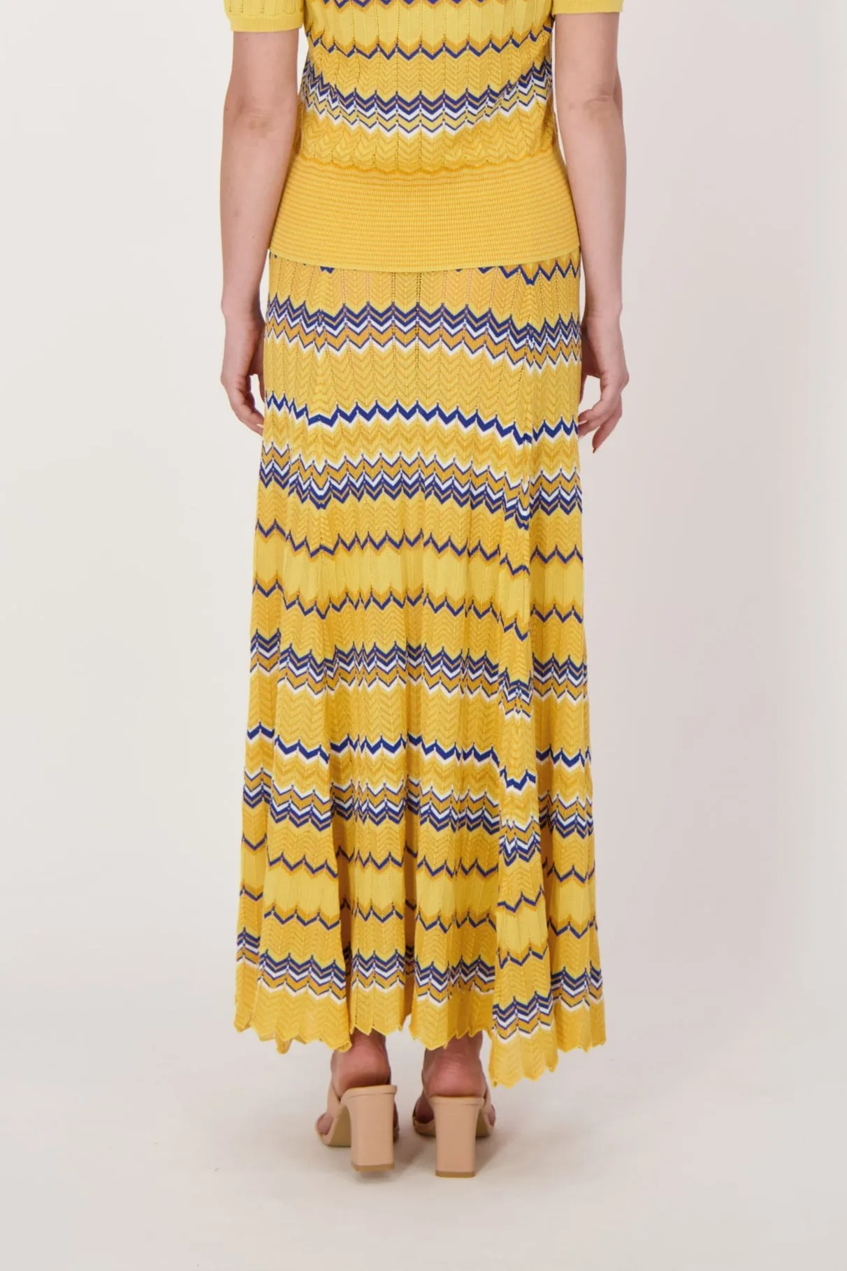 Honey Chevron Multi-Coloured Yarn Maxi Skirt