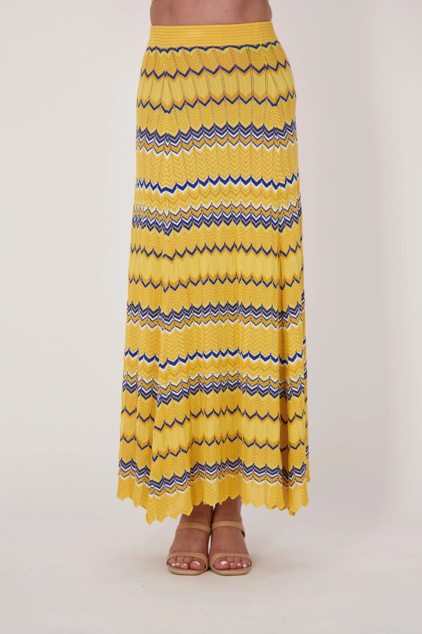 Honey Chevron Multi-Coloured Yarn Maxi Skirt