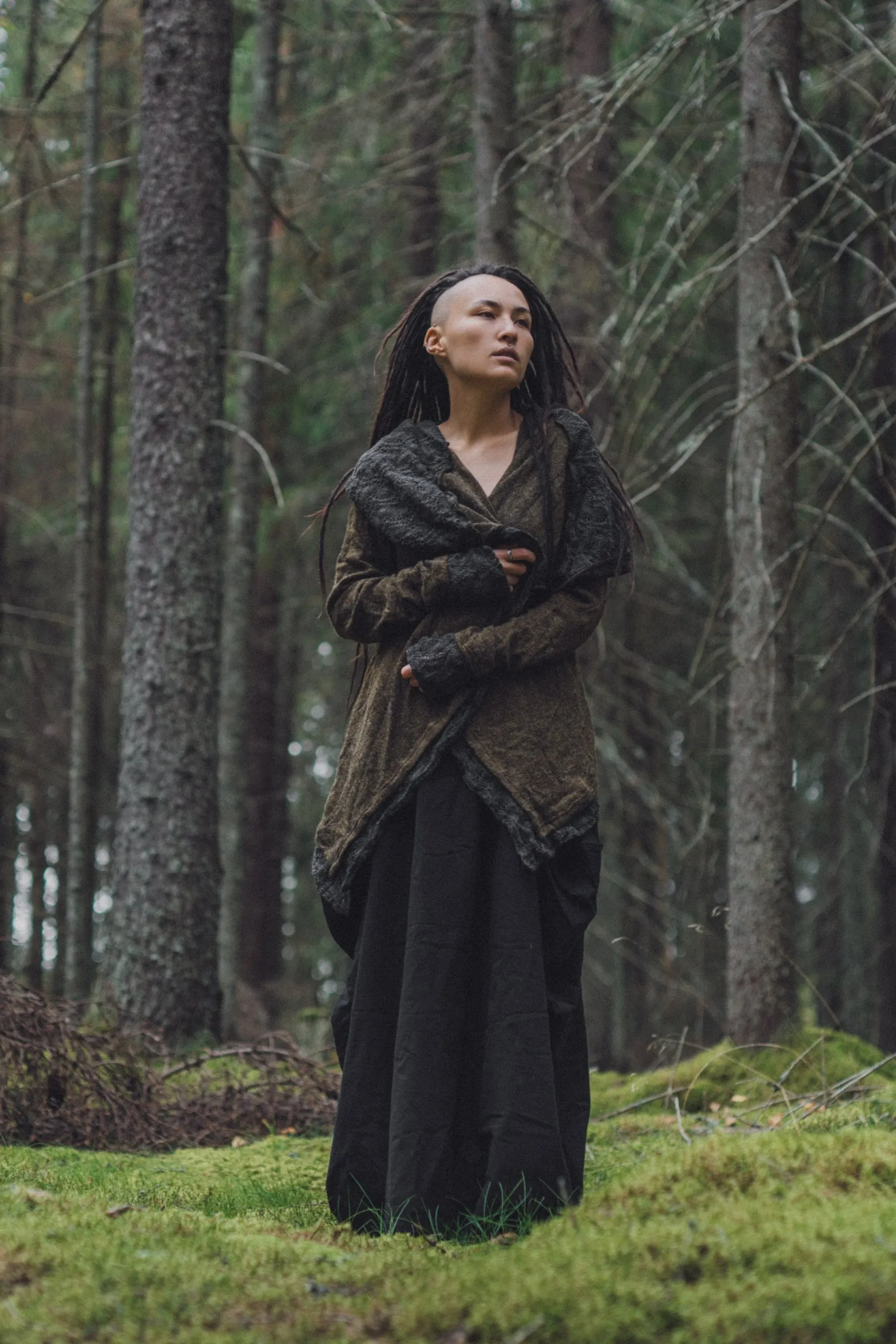 Hooded Cardigan Saranya Olive