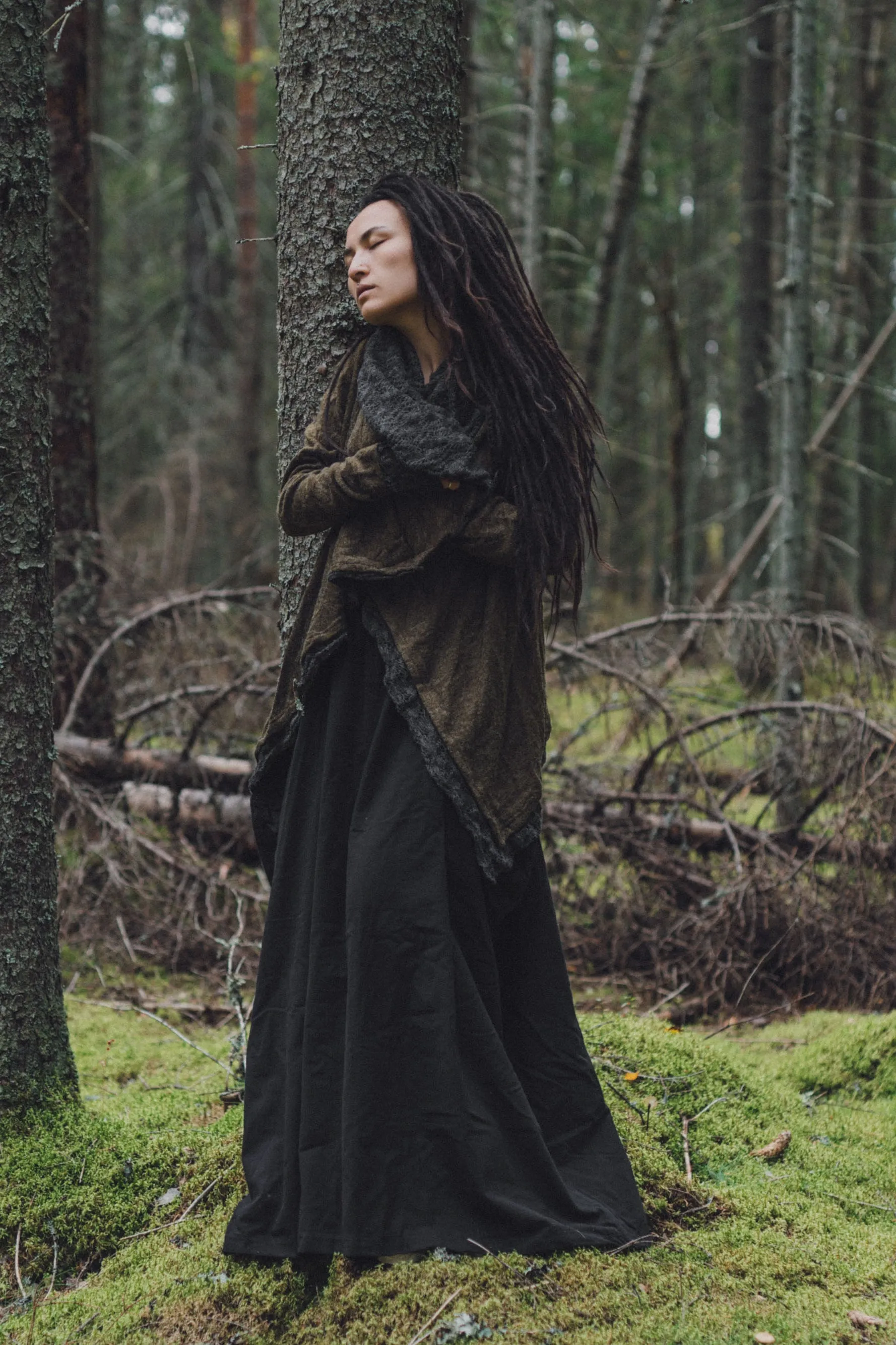 Hooded Cardigan Saranya Olive