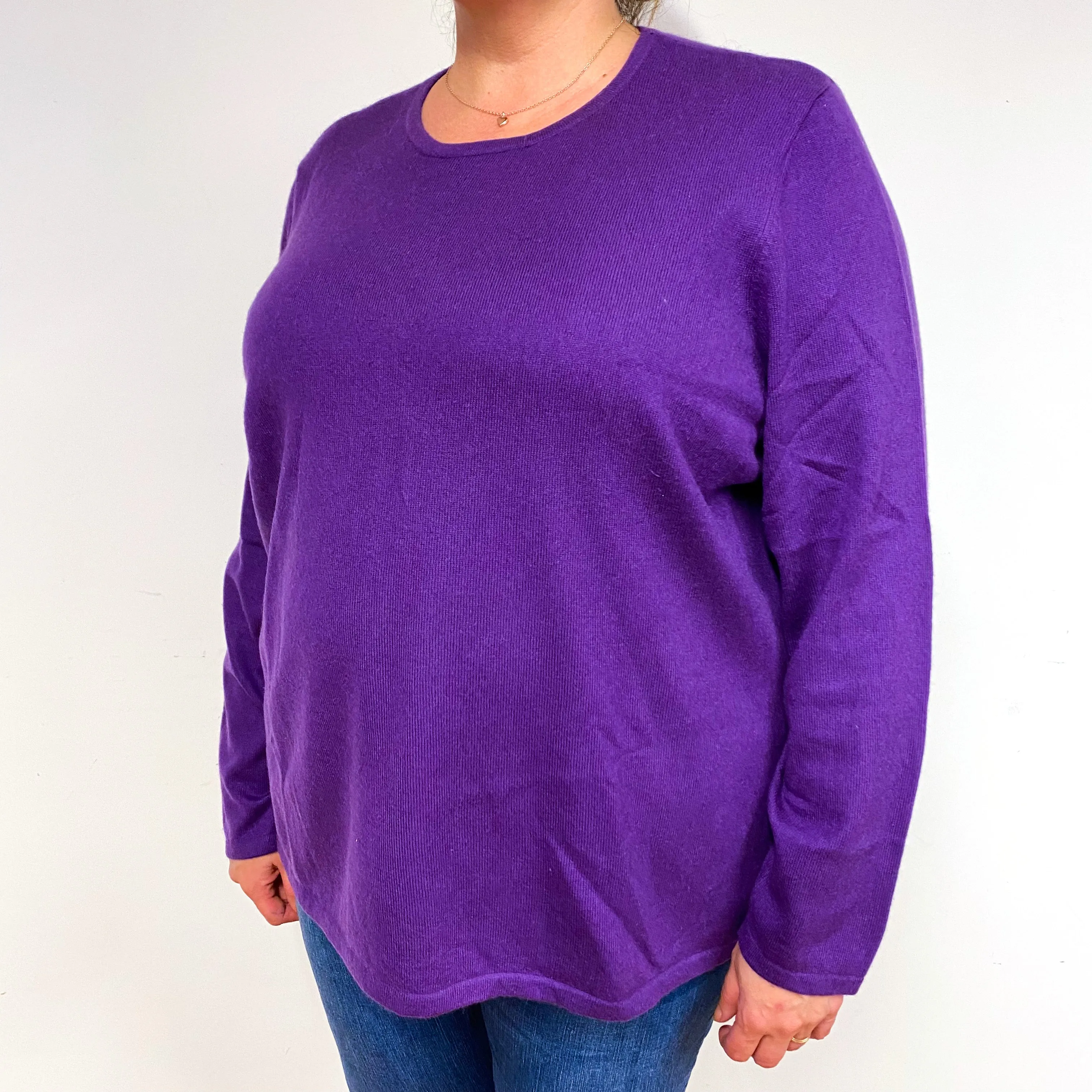 Iris Purple Slouchy Cashmere Crew Neck Jumper Extra Extra Large