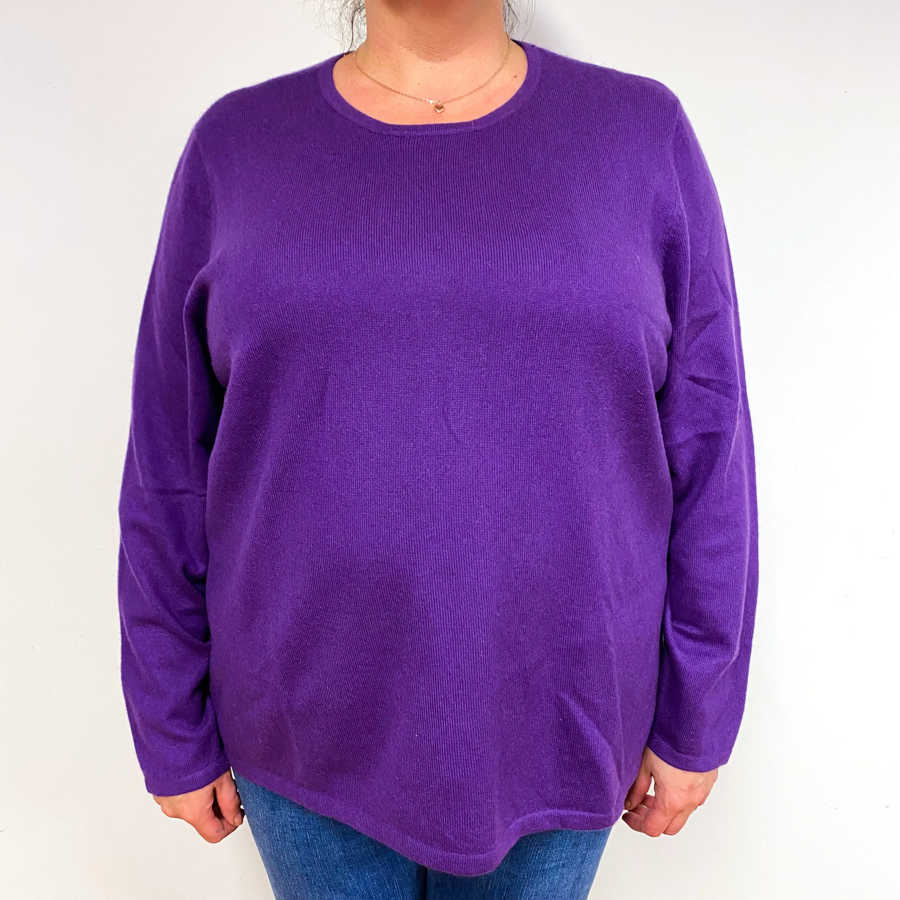 Iris Purple Slouchy Cashmere Crew Neck Jumper Extra Extra Large