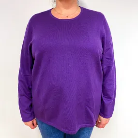 Iris Purple Slouchy Cashmere Crew Neck Jumper Extra Extra Large