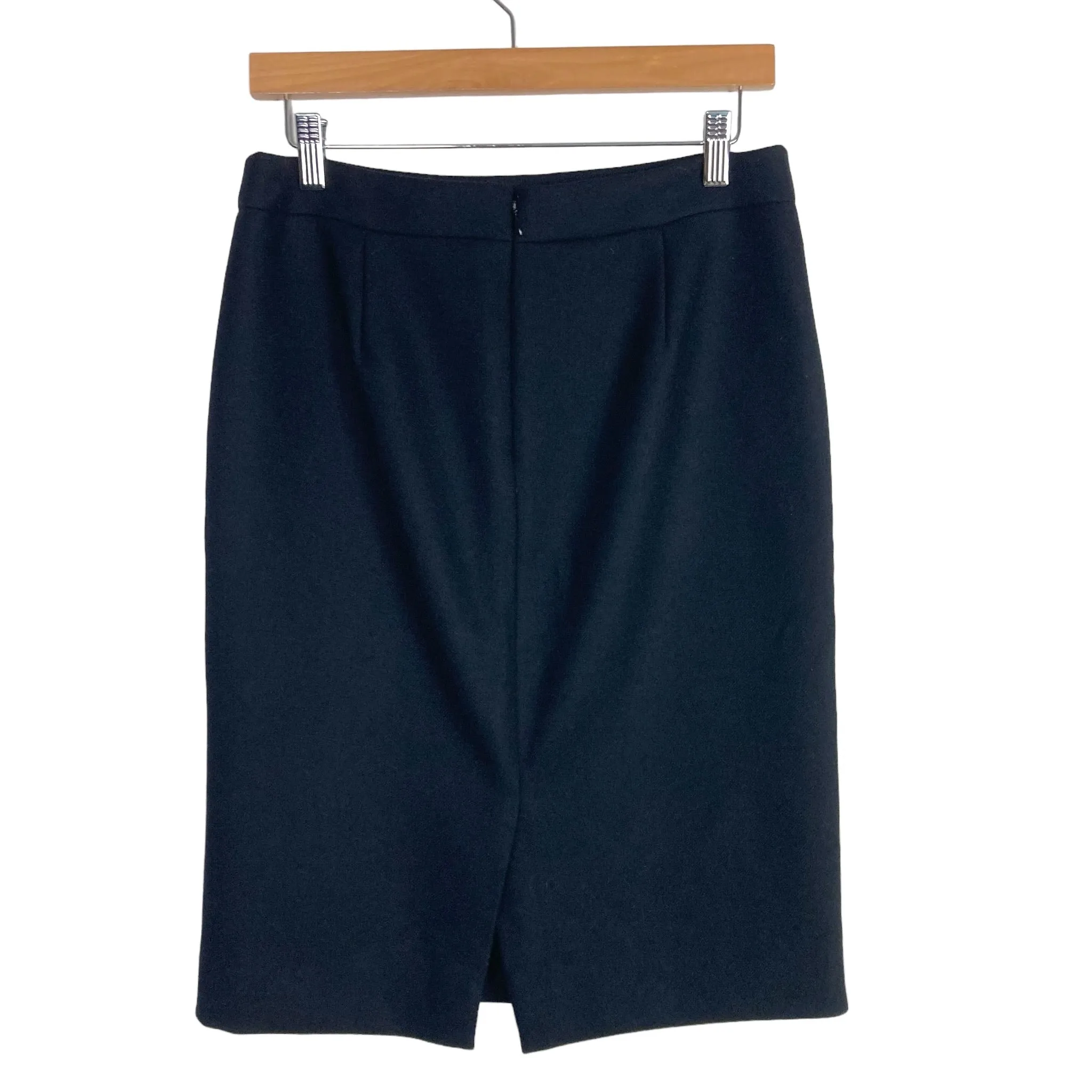 J. Crew Black 100% Wool with Back Slit No. 2 Pencil Skirt- Size 6
