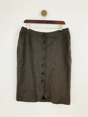 Jaeger Women’s Wool Button Up Skirt | UK14 | Brown