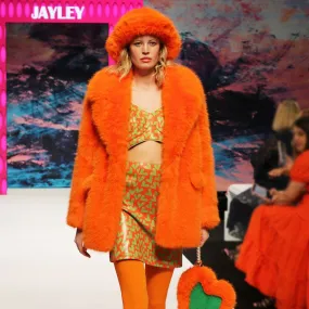 JAYLEY | Knitted Duchess Maxi Coat | Orange