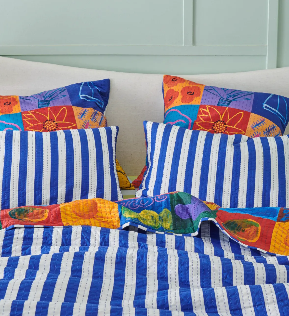 Kip & Co x Ken Done Flower Farm Kantha European Pillowcase