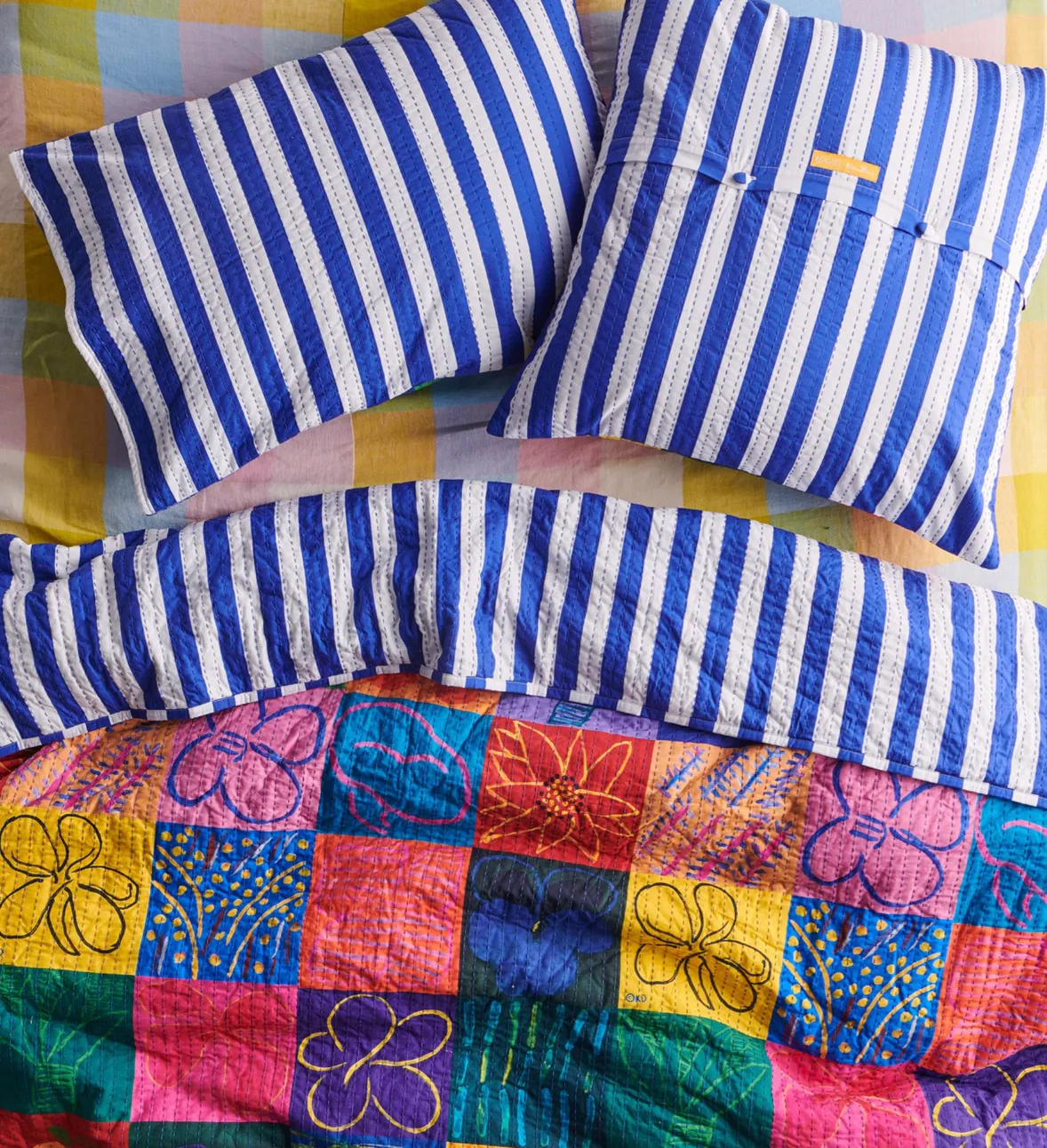 Kip & Co x Ken Done Flower Farm Kantha European Pillowcase