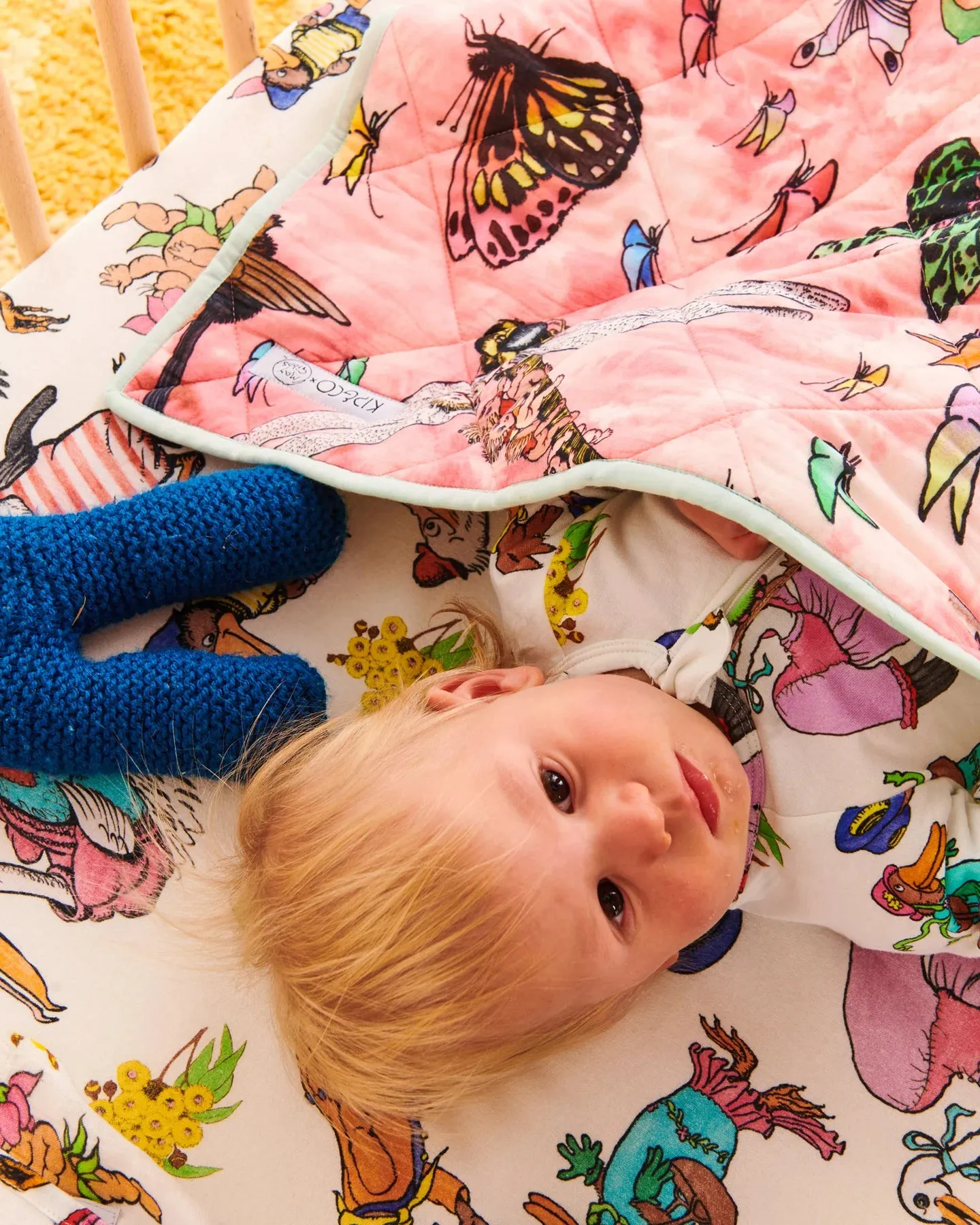 Kip & Co x May Gibbs Fly Baby Organic Cotton Quilted Cot Bedspread
