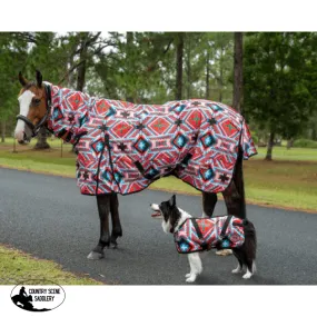 Kozy 1200D Nylon Horse Rug Combo (200g fill) - Red Aztec
