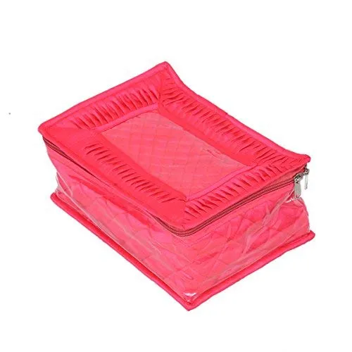 Kuber Industries Quilted Velvet Jewellery Box, Pink