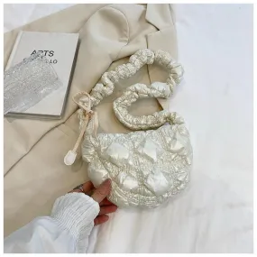 Ladies Puffer Cloud Crossbody Bag Trendy Metallic Handbag SKAB004