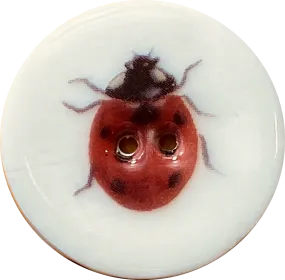 Ladybug Porcelain Button 1-1/8" 2-hole, Handmade
