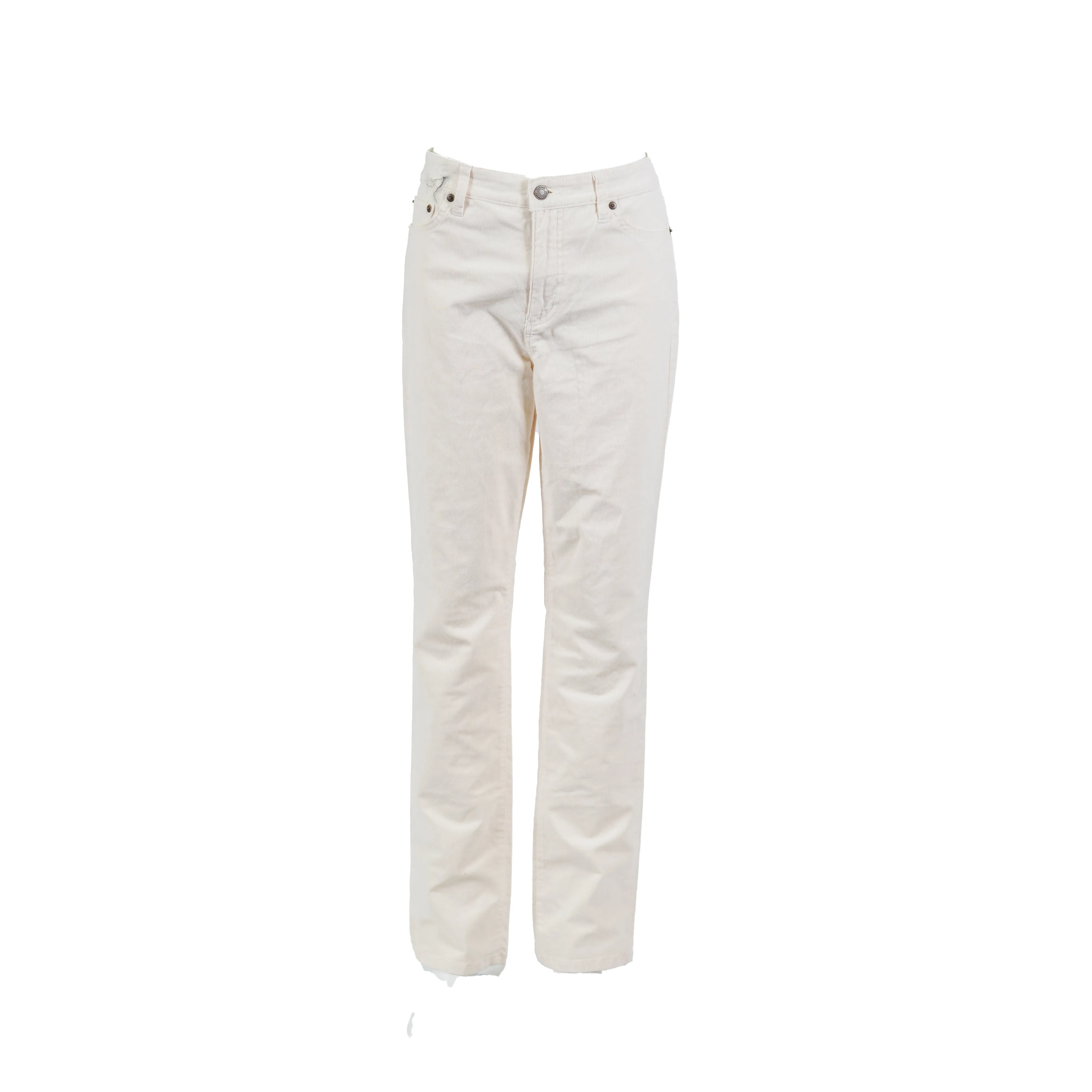 Lauren Ralph Lauren Women's Premier Straight Corduroy Pants Ivory Size 8x32